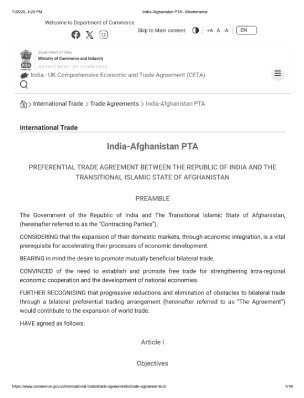 India-Afghanistan PTA